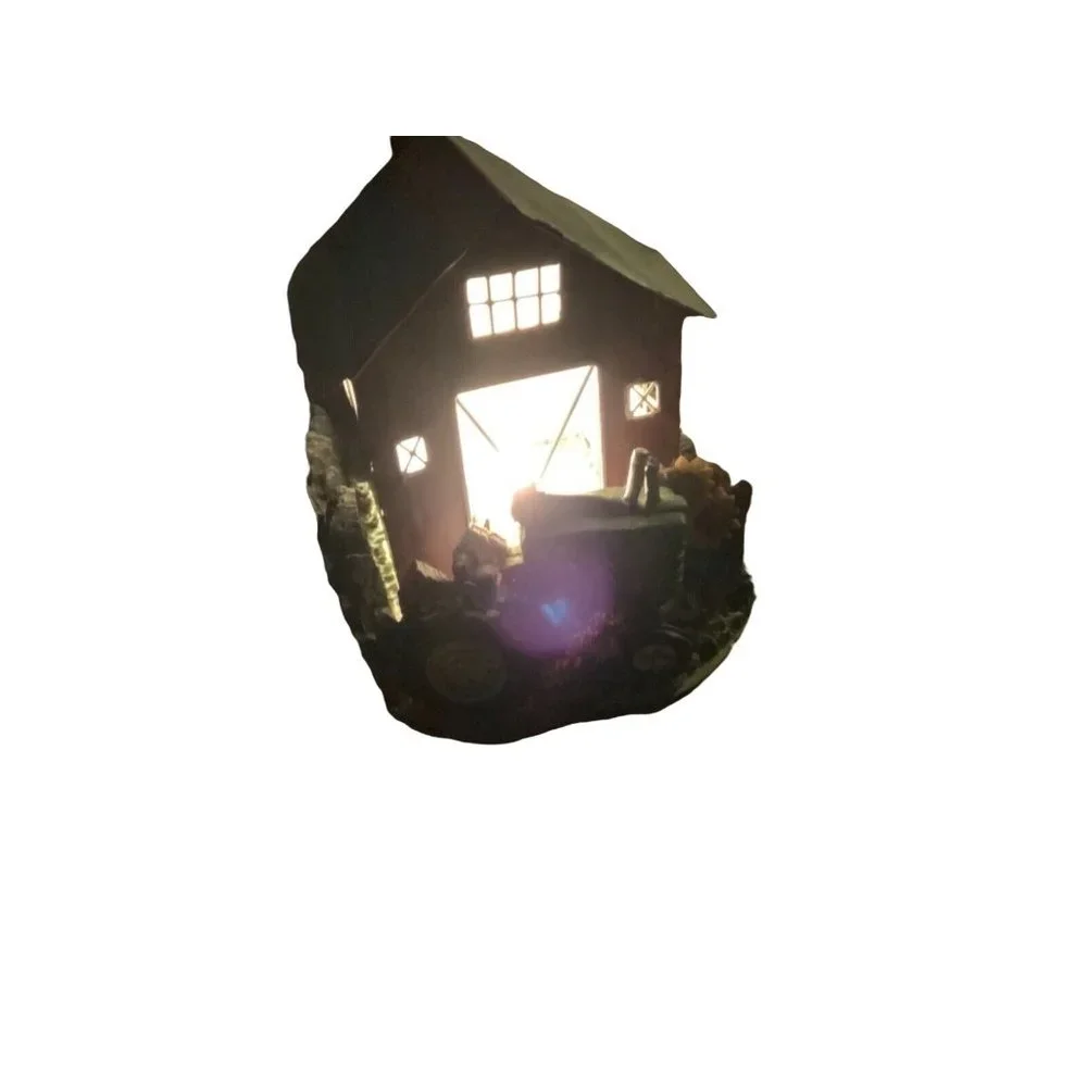 Barn House Building Tractor Nightlight Table atop Electric